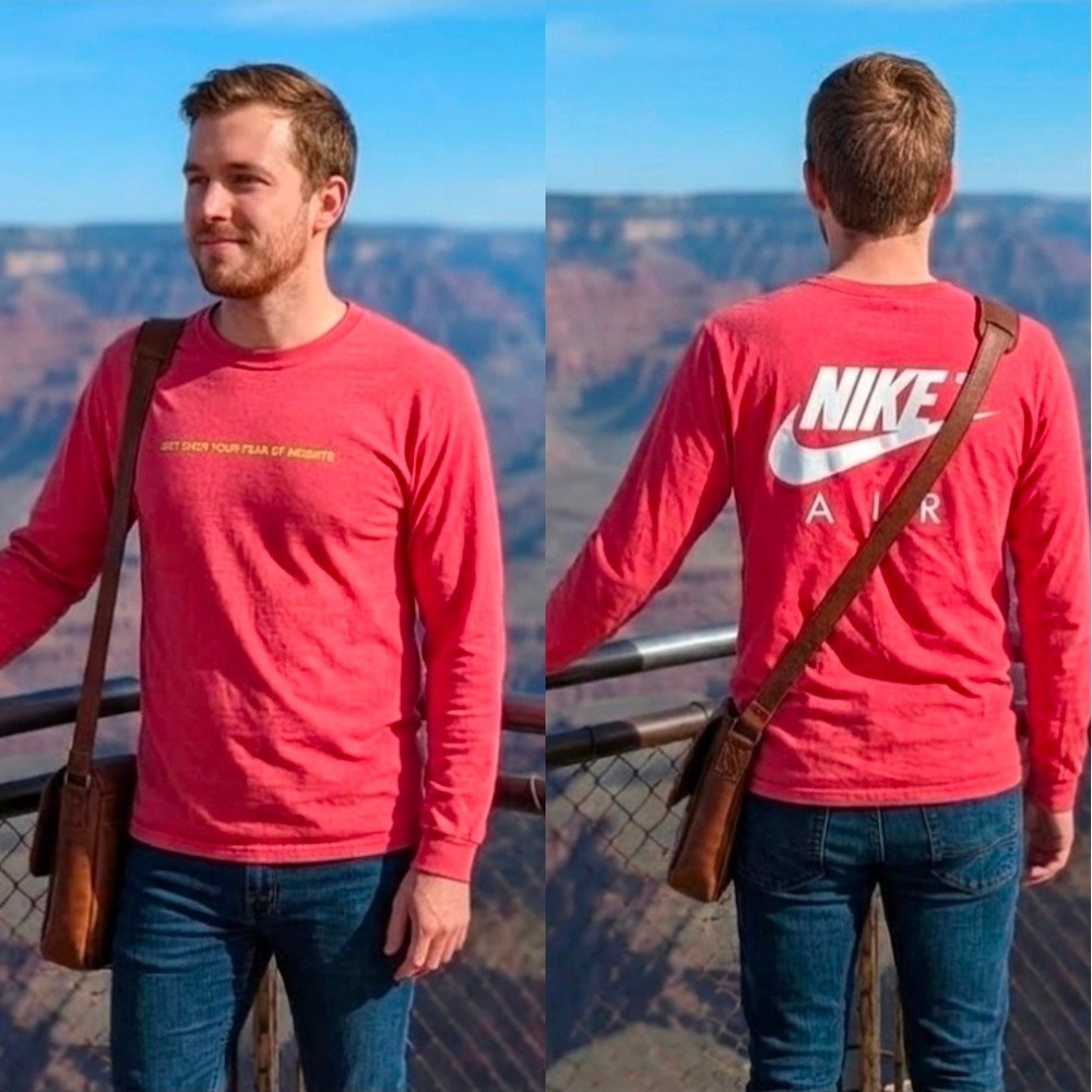 Nike Air Get Over Your Fear Shirt Mens Red Long Sleeve T-Shirt DD3426-661 Large